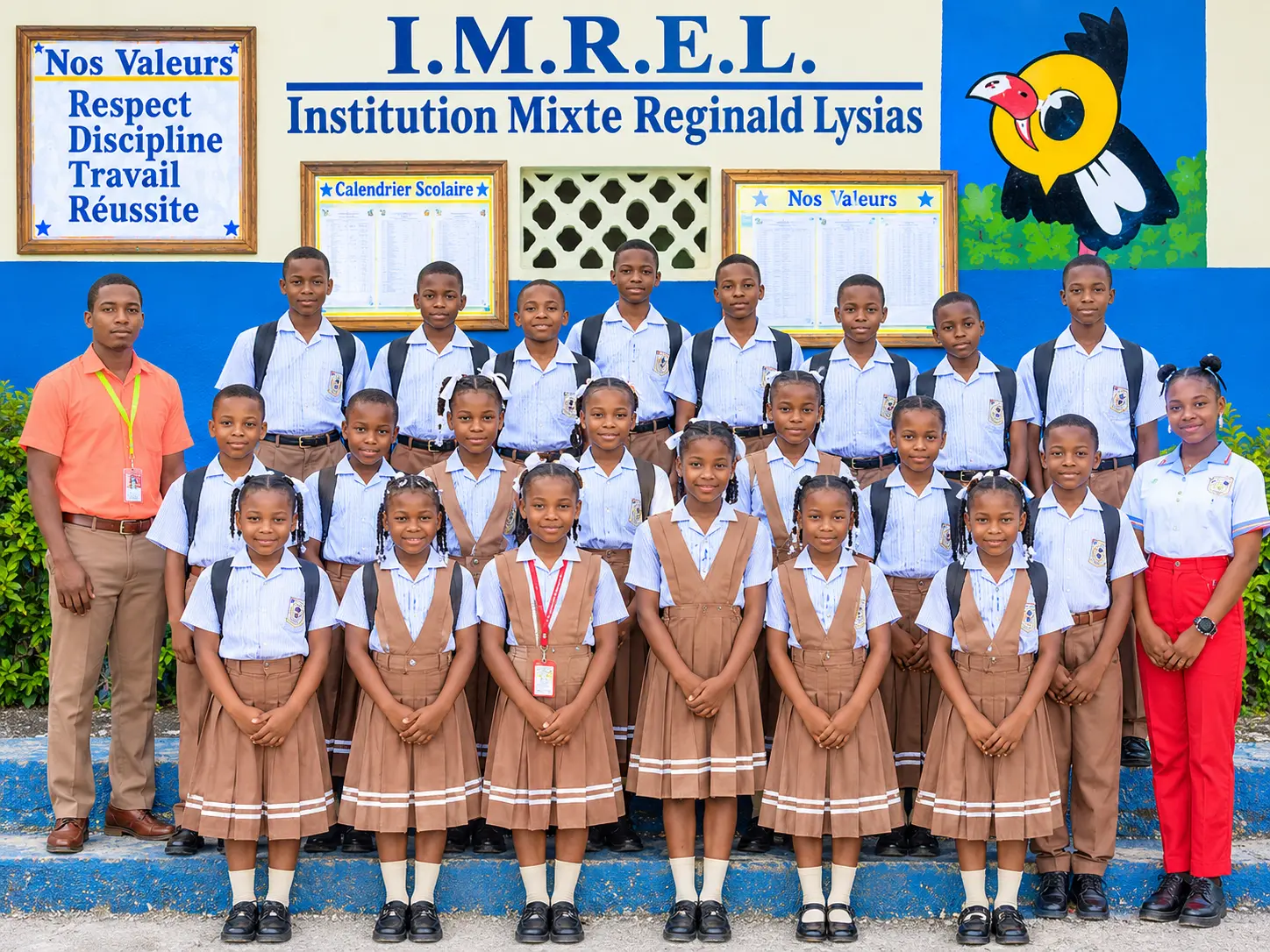 Groupe scolaire dans la cour